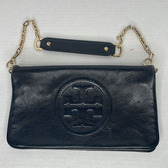 Tory Burch Reva black leather chain shoulder clutch bag - Picture 1 of 10